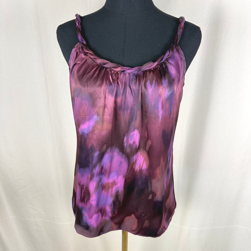 Rory Beca 100% Silk Camisole Blouse | Purple Watercolor Print | Sz XS luxury EUC